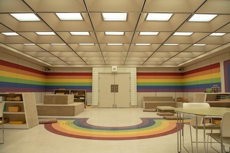 Stranger Things Location, Rainbow Room Aesthetic, Stranger Things Setting, Rainbow Mural, Starnger Things, Stranger Things Halloween, Stranger Things Kids, Rainbow Room, Victorian Mansions