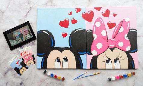 Painting Ideas Butterfly Aesthetic, Pre Drawn Canvas For Couples, Canvas Painting To Gift, Pair Canvas Painting Ideas, Date Night Painting Ideas Couple, Painting Ideas For Couples Easy, Sip And Paint Ideas Couples At Home, Canvas Painting For Couples, Disney Paintings On Canvas