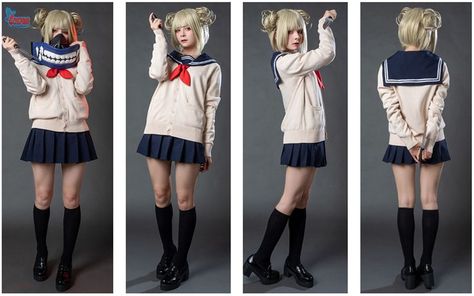 Cosfun Women's Himiko Toga Cosplay Costume Sailor Uniform mp004177 Toga Himiko Hairstyle Tutorial, Himiko Toga Inspired Outfits, Toga Himiko Ua Uniform, Toga Himiko Cosplay, Himiko Toga Cosplay, Toga Himiko Middle School, Toga Cosplay, Toga Costume, Sailor Uniform