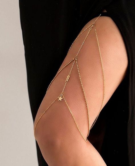 Description:Bohemian Layered Star Charm Elastic Thigh Leg ChainSpecifications:Material: alloy metal. elastic bandSize: as per pictureWeight: 0.4 oz/pcColors: gold/silverFeatures and Details:The star is a symbol of good luck. which can bring you good fortune.This layered star charm elastic thigh leg chain is the perfect accessory which can be worn with any outfits to differ...#Legs #Gemstone #StatementJewelry #Elegance #Exploring #Your #and #Adorning #Thigh #JewelryAddict #with #Jewelry #Style Leg Cuff Jewelry, Thigh Chain Aesthetic, Thigh Chain Jewelry, Legs Accessories, Chain Body Harness, Thigh Jewelry, Leg Jewelry, Chains Aesthetic, Latina Jewelry