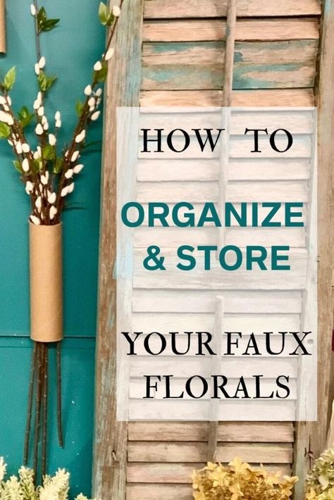 Flower Stem Organization, Crafts With Faux Flowers, Faux Flower Display, Storage For Artificial Flowers, Organizing Artificial Flowers, Craft Flower Organization, Silk Flower Display, Organizing Faux Flowers, How To Store Artificial Flowers In Craft Room