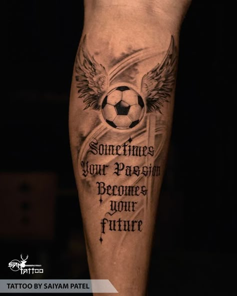 Soccer Ball Tattoo, Soccer Tattoos, Calf Tattoo Men, Rare Tattoos, Football Tattoo, Cool Shoulder Tattoos, Ball Tattoo, Full Leg Tattoos, Cross Tattoos For Women