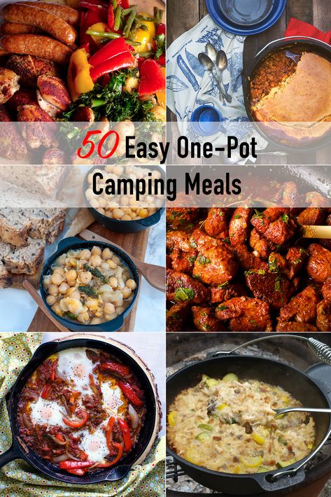 This collection of one-pot camping recipes includes a delicious variety of simple meals that require few utensils and ingredients, but deliver BIG on flavor. #camping #campingrecipe #rvliving #camingmeals | alittleandalot.com Camp Oven, Pork Bites, One Pot Spaghetti, Birth Recovery, Camping Dinners, Meal Kits, Vegetable Beef Soup, Simple Meals, Roasted Chicken Breast