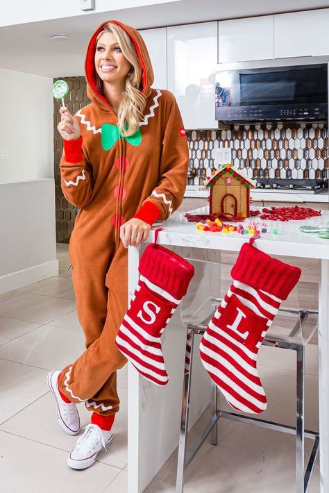 Women’s Gingerbread Jumpsuit ↓ ↓ If you're looking for some fun loungewear to keep you warm and cozy this holiday season, look no further than these delightful Christmas onesies from our friends at Tipsy Elves! #ChristmasOnesies #ChristmasJumpsuits #ChristmasOnesies #ChristmasJumpsuits #TipsyElves #MerryChristmas #Christmas #ChristmasClothing Halloween Sneakers, Christmas Onesies, Adult Onesie Pajamas, Holiday Party Themes, Men Jumpsuit, Tipsy Elves, Festive Desserts, Christmas Onesie, Christmas Outfits Women