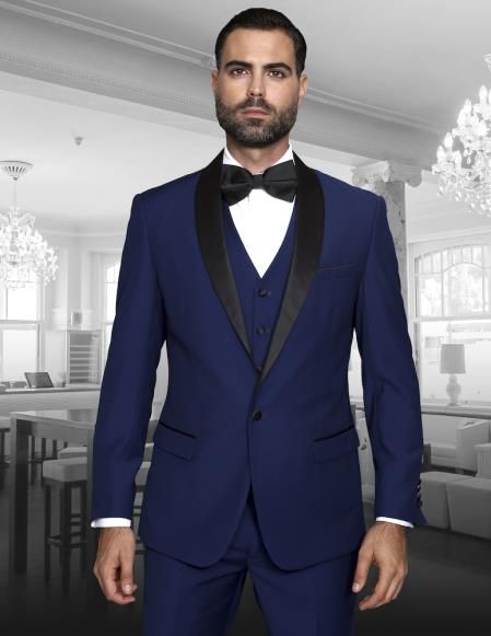 Royal Blue Tux, Blue Prom Suit, Blue Tuxedo Wedding, Shawl Lapel Tuxedo, Tuxedos Wedding, Homecoming Outfits For Guys, Blue Tux, Suit Prom, Blue Tuxedo