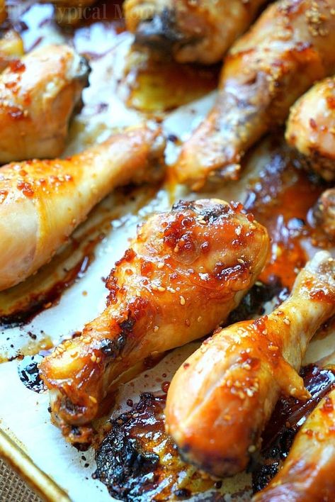 Baked teriyaki chicken drumsticks with an easy homemade sweet and spicy sauce you'll love! Moist chicken legs cooked in the oven in just about an hour. #baked #teriyaki #chicken #drumsticks #legs Baked Chicken Drumstick Recipes, Teriyaki Chicken Drumsticks, Baking Chicken, Baked Teriyaki Chicken, Chicken Drumstick, Baked Chicken Drumsticks, Oven Chicken Recipes, Chicken Teriyaki Recipe, Drumstick Recipes