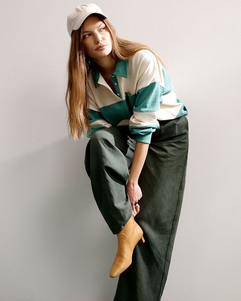 Women's New Arrivals: Clothing, Bags & More | Madewell Jeans Bags, Polo Women, Rugby Polo, Outfit Women, Blouse Outfit, Rugby Shirt, Romper Pants, Street Style Women, Striped Shirt