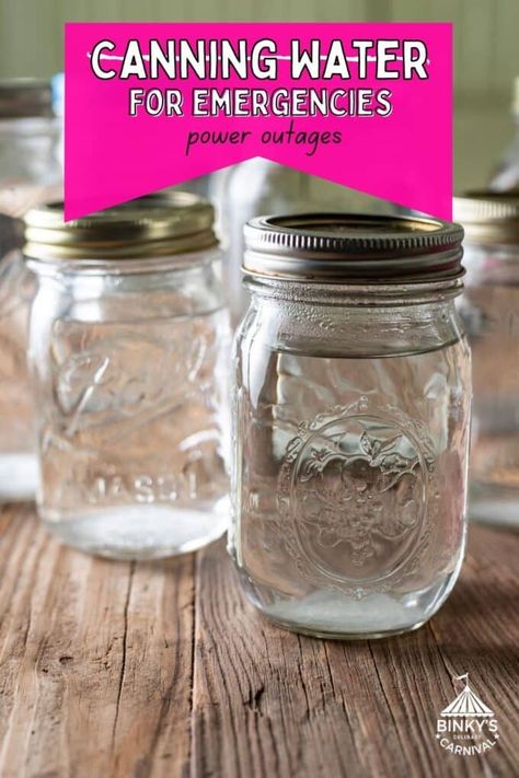 This article from Binky's Culinary Carnival will walk you through the process of safely canning water to have in emergencies or shortages. If 2020 taught us anything, it is to be prepared! Make your own today! How To Can Water, Canning Recipes Water Bath, Hot Water Bath Canning, Canning Water, Water Bath Canning Recipes, Canning Tools, Canning Jams, Gallon Jars, Storing Water