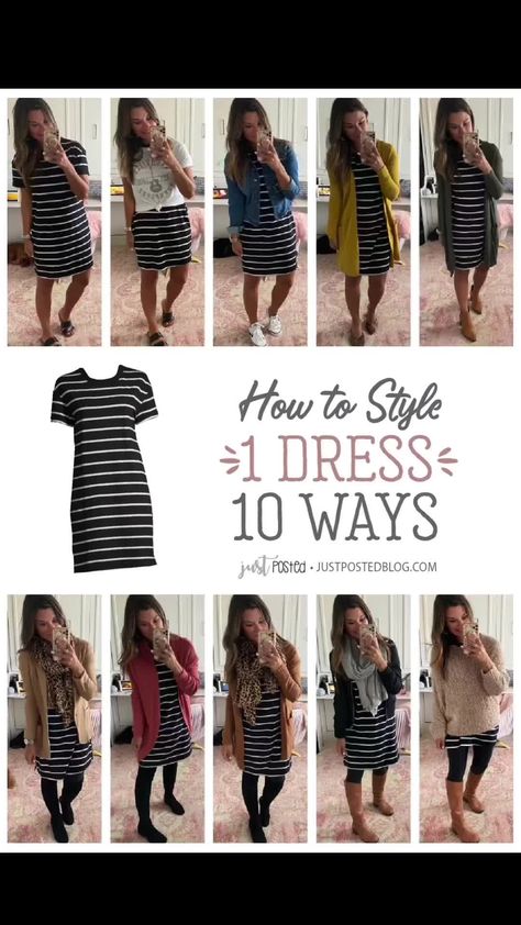 White And Black Striped Dress Outfit, Black Striped Shorts Outfit, Black And White Striped Jersey Outfit, How To Style Basic Dress, Style Striped Dress, Strip Dress Outfit Summer, Black And White Striped Dress Outfit Fall, T Shirt Dress Work Outfit, Striped T Shirt Dress Outfit