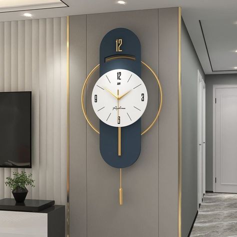 Art Deco Wall Clock, Wall Clock Design Ideas, Geometric Clock, Clock Design Ideas, Luxury Clock, Bedroom Wall Clock, Living Room Clocks, Wall Clock Design, Simple Living Room