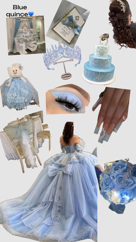 Quinceanera Blue Theme, Blue Butterfly Quinceanera Theme, Sweet 16 Cinderella Theme, Blue Quinceanera Ideas, Butterfly Quinceanera Theme, Blue Quinceanera Theme, Quinceanera Blue, Light Blue Quinceanera Dresses, Baby Blue Quinceanera