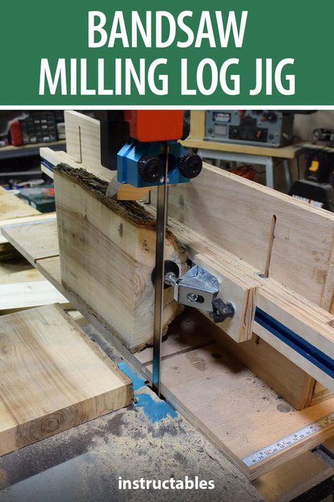 Diy Bandsaw Mill, Bandsaw Jigs Diy, Bandsaw Jig, Bandsaw Fence, Homemade Bandsaw Mill, Diy Bandsaw, Shop Hacks, Woodworking Bandsaw, Bandsaw Projects