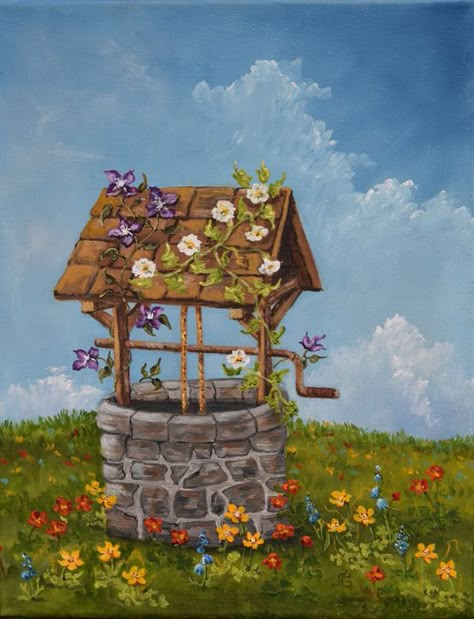 Wishing Well Ideas, Famous Painters, Life Illustration, Art Deco Interior Design, Kids Watercolor, Simple Canvas Paintings, Farm Art, Floral Oil Paintings, Famous Paintings