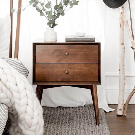 16 Best Scandinavian Bedroom Design Ideas to Create a Peaceful Vibe Spindle Daybed, Scandinavian Design Bedroom, Mid Century Modern Nightstand, Motion Logo, Triple Bunk, Bed Wood, Прикроватные Тумбочки, Scandinavian Bedroom, Walker Edison