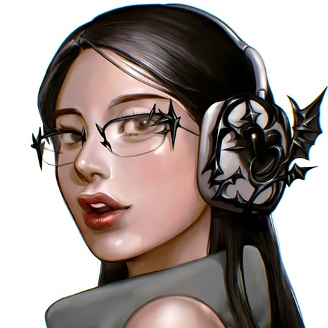 Digital Art Outfits, Glass Digital Art, Shin Ah Fanart, Art Inspo Semi Realistic, Oc Pfp, Shin Manga Icon, Girl With Glasses Art, Digital Paintings, Digital Art Girl Aesthetic Dark