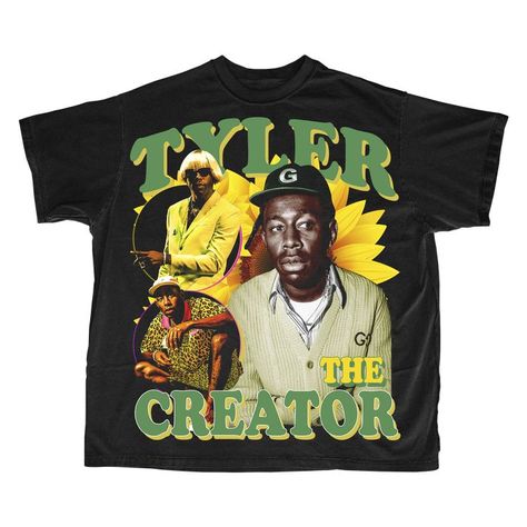 Tyler creator - dope bootleg vintage 90s tee shirt design Graphic Tee Rapper, Tyler The Creator Tshirt Design, Rapper Shirts Outfits, Bootleg Rap Design, Rapper Tshirt Design, Bootleg Graphic Tee, Old School T Shirt Design, 90s Bootleg Shirt, Artist Graphic Tees