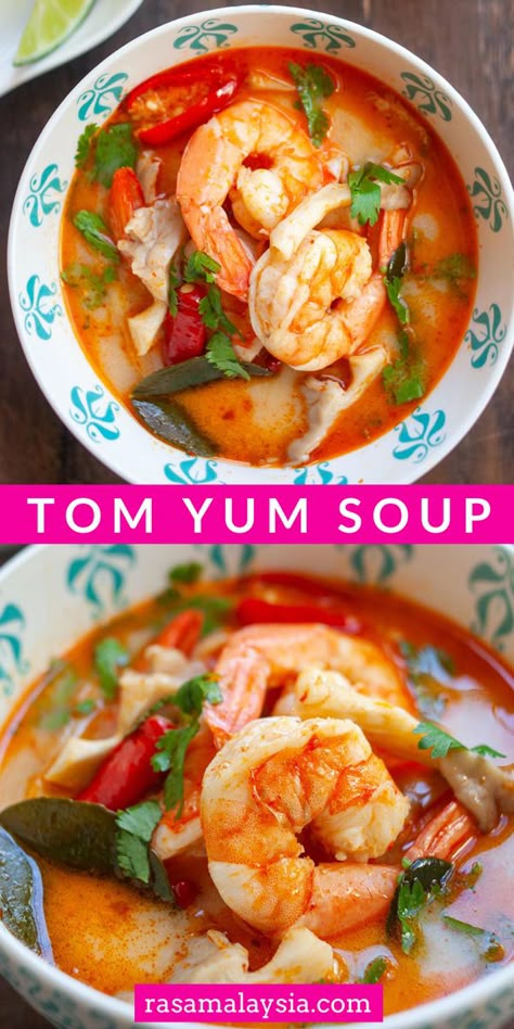 Tim Yum Soup, Tum Yum Soup, Salads Chickpeas, Shrimp And Mushrooms, Thai Soups, Tom Yum Soup Recipe, Best Soups, Asian Soup Recipes, Thai Soup