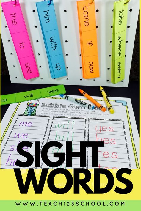 Sight word activity is a colorful way for kindergarten, 1st grade, or 2nd graders to practice sight words. Plus, parents love the Bubble Gum Sight Word homework program. $. #teach123 #sightwords #intervention #homework Sight Word Homework, Sight Word Activity, Practice Sight Words, Word Program, Sight Word Fun, Esl Teaching Resources, Sped Classroom, Literacy Coaching, Numbers Kindergarten