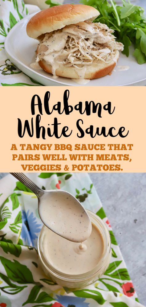 Tangy Alabama White Sauce Recipe - Slice of Jess Alabama White Bbq Sauce, White Sauce Recipe, Alabama White Sauce, White Bbq Sauce, Yum Sauce, White Sauce Recipes, Tangy Bbq Sauce, Spicy Brown Mustard, Yum Yum Sauce