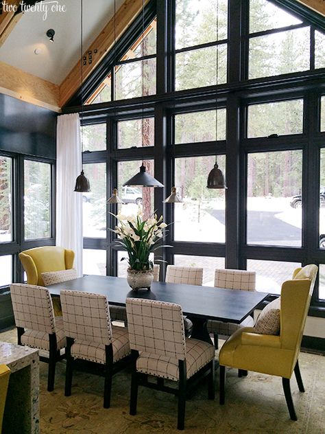 HGTV Dream Home dining room Yellow Chairs, Hgtv Dream Homes, Pitched Ceiling, Host Chairs, Hgtv Dream Home, Design Apartment, The Dining Room, Room Pictures, Large Windows