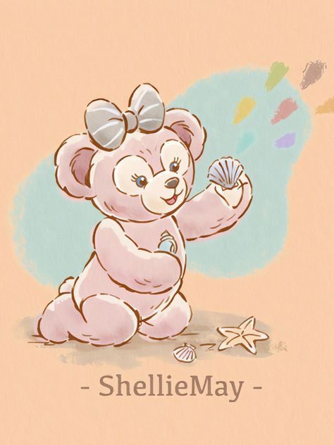 Model Kaos, Disney Princess Cake Topper, Duffy And Friends, Disney Princess Cake, Duffy The Disney Bear, Disney Illustration, Disney Bear, Bear Drawing, Friends Wallpaper