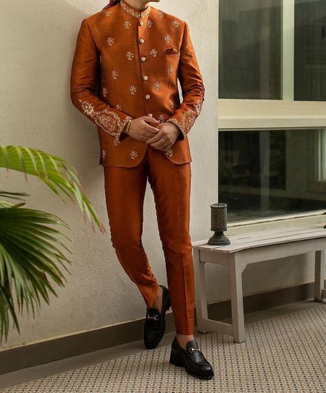 ORANGE JODHPURI SUIT, Orange prince coat, groom engagement dress, groom wedding dress, men reception dress, indian groom dress, wedding suit Groom Engagement Dress, Engagement Dress Groom, Reception Dress Indian, Indian Groom Dress, Wedding Kurta, Jodhpuri Suit, Wedding Kurta For Men, Prince Coat, Sangeet Outfit