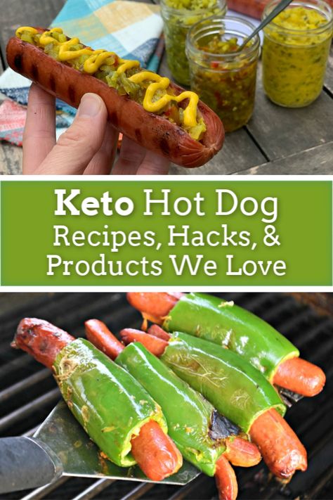 Keto Hot Dogs, Hot Dog Dinner, Gluten Free Hot Dogs, Healthy Hot Dog, Hot Dog Recipe, Hot Dog Toppings, Hot Dog Bar, Beef Hot Dogs, Relish Recipes