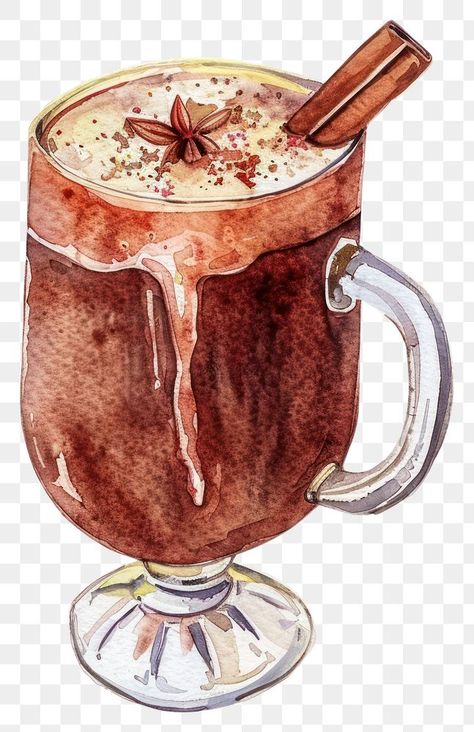 Cocoa Illustration, Hot Chocolate Drink, Drink Illustration, Doodle Png, Hot Chocolate Drinks, Chocolate Drink, Food Cartoon, Hot Coco, Illustration Watercolor