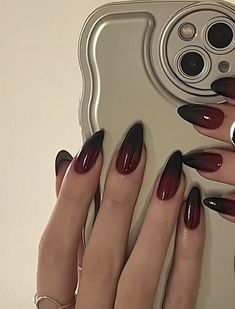 Spring Nails 2024 Acrylic, Black And Red Toenails, Pookie Nails, Nail Designs For Dark Skin, Nail Designs Dark, Red And Black Nail, Red Black Nails, Nails Fancy, Vampire Nails