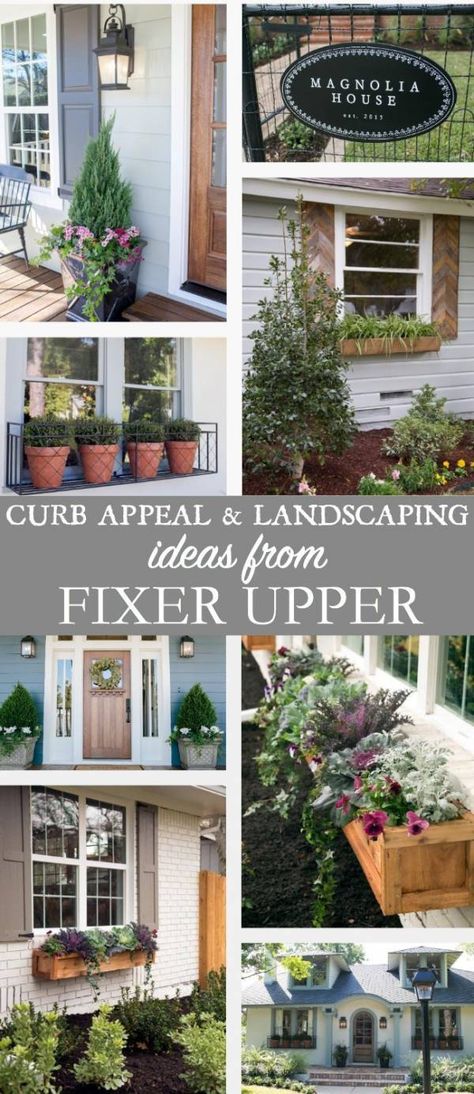 People around the world are crushing on the beautiful style that the Fixer Upper stars bring to each and every home. While the modern farmhouse look has a lot of options in home decor, the outdoor… Stile Joanna Gaines, Curb Appeal Landscaping, Curb Appeal Landscape, Front Yards Curb Appeal, Diy Curb Appeal, Flower Containers, Magnolia Farms, Farmhouse Landscaping, Diy Outdoor Decor