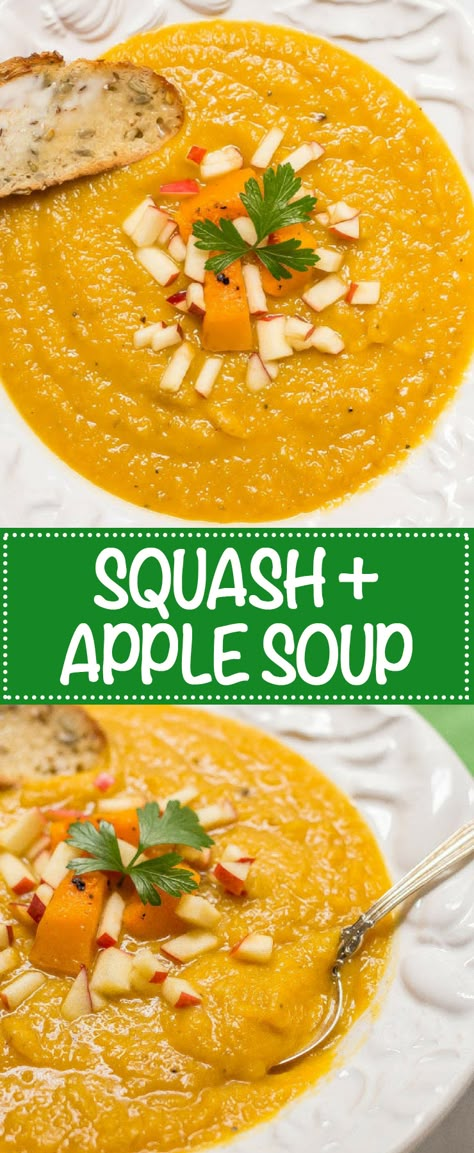 Squash And Apple Soup, Cozy Fall Dinner, Squash Apple Soup, Butternut Squash Apple Soup, Best Butternut Squash Soup, Butternut Squash Apple, Curried Butternut Squash Soup, Grape Jelly Meatballs, Butternut Soup