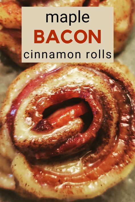 Maple Bacon Cinnamon Rolls.  Yes, I said BACON.  Did you ever think anything was missing in a cinnamon roll before?  Probably not, but now that you know that BACON cinnamon rolls exist, do you think you will ever eat a regular cinnamon roll again?    You don't have to live like that again.  These make the perfect choice for a yummy snack or quick breakfast treat.  Easy to make and delicious to eat! Cinnamon Rolls With Bacon Inside, Cinnamon Rolls With Bacon, Unique Flavored Cinnamon Rolls, Vampire Cinnamon Rolls, Bacon Cinnamon Rolls Pillsbury, Bacon Wrapped Cinnamon Rolls, Bacon Cinnamon Rolls Homemade, Bacon Stuffed Cinnamon Rolls, Maple Bacon Cinnamon Rolls Homemade