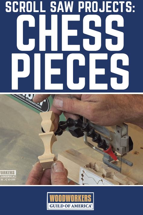 Using a scroll saw you can create your own unique chess pieces. In one of his scroll saw projects, George Vondriska demonstrates step-by-step how to create detailed chess pieces using a piece of alder, a scroll saw and a pattern. Scroll Saw Projects Free Pattern, Scroll Saw Projects, Scroll Saws, Woodworking Plans Pdf, Woodworking Saws, Woodworking Store, Woodworking School, Scroll Saw Patterns Free, Woodworking Project Plans