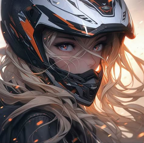 Female Biker Art, Women Riding Motorcycles, Anime Motorcycle, Tomboy Art, Image Moto, Female Biker, Biker Art, Learn Art, Digital Art Anime