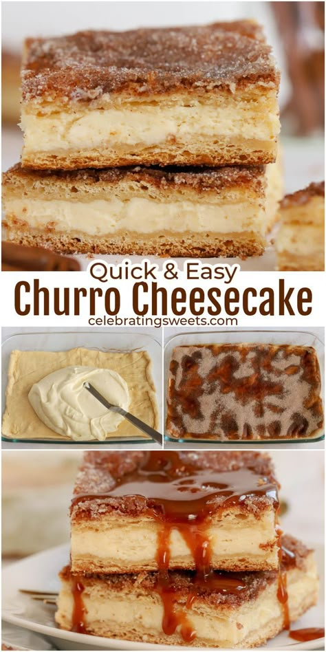 Cream Cheese Churro Bars, Incredible Dessert Recipes, Churros Cheesecake Bars, Desserts For Non Sweet Tooth, Easy Churro Dessert Recipes, Churro Cream Cheese Bars, Easy Dessert To Go With Mexican Food, Margarita Dessert Recipes Easy, Bake Good Recipe