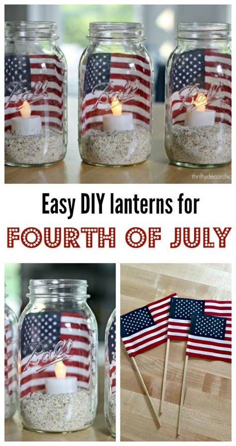 Easy DIY Fourth of July lanterns Fourth Of July Crafts, Gratis Printables, Fourth Of July Decorations, 4th July Crafts, 4th Of July Crafts, 4th Of July Desserts, Fourth Of July Food, 4th Of July Ideas, 4th Of July Decor