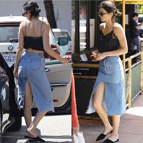 Kylie Jenner Looks, Kendall Jenner Looks, Reworked Clothing, Kendall Style, King Kylie, Skirt Denim, Jenner Style, 5k Followers, Kendall Jenner Style