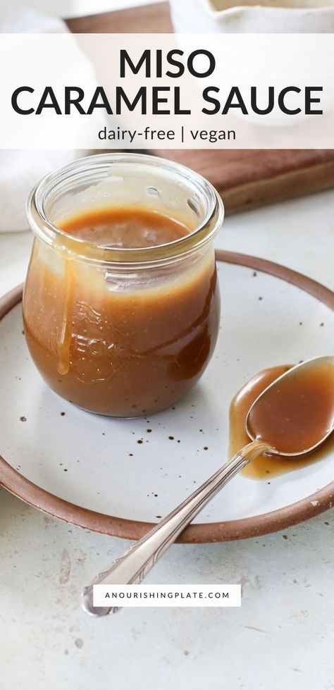 Miso Caramel, Dairy Free Sauces, Donuts Recipes, Caramel Recipe, Plate Food, Dairy Free Cookies, Dairy Free Cake, Homemade Caramel Sauce, Caramel Syrup