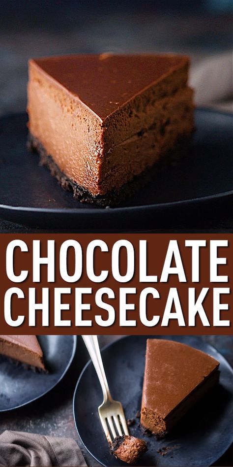 Chocolate cheesecake Savory Cakes, Cheesecake Recipes Classic, Chocolate Cheesecake Recipes, Cheesecake Chocolate, Easy Cheesecake Recipes, Easy Cheesecake, Chocolate Cheesecake, Chocolate Raspberry, Food Videos Desserts