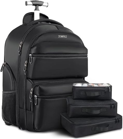 Amazon.com: ZOMFELT Rolling Backpack, 17.3 inch Laptop Backpack with Wheels, Waterproof Travel Backpack for Women Men with 3 Portable Packing Bags, Large Business Carry on Bag for Travel Work College, Black : Electronics Practical Black Standard Backpack Luggage, Black Practical Standard Backpack Luggage, Black Multifunctional Backpack With Luggage Sleeve, Multifunctional Black Standard Backpack Luggage, Black Backpack Luggage For On-the-go, Amazon Fire Tv Stick, Rolling Bag, Mens Backpack Travel, Music Box Vintage