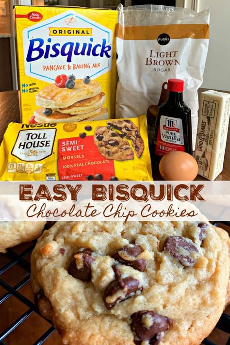 Bisquick Cookies, Bisquick Chocolate Chip Cookies, Bisquick Recipes, Perfect Chocolate Chip Cookies, Chocolate Peanut Butter Cookies, Oatmeal Chocolate Chip Cookies, Baking Mix, Hot Fudge, Chocolate Chip Oatmeal