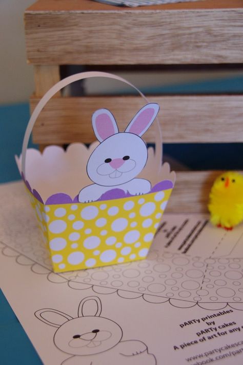 Easter Basket Template, Easter Boxes, Basket Template, Paper Easter Basket, Easter Bunny Template, Mini Easter Basket, Creative Easter Baskets, Easter Basket Crafts, Easter Favors