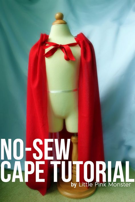 DIY No Sew Cape Tutorial   I could go as Little Red Riding Hood... How To Make A Cape, No Sew Cape, Superhero Dress Up, Cape Tutorial, Diy Cape, Cape Pattern, Capes For Kids, Diy Kostüm, Hallowen Costume