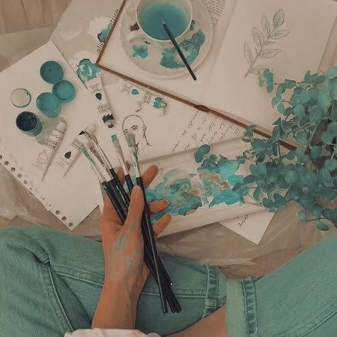 Aquamarine Aesthetic Color, Soft Turquoise Aesthetic, Teal Color Aesthetic, Soft Teal Aesthetic, Teal Aesthetic, Turquoise Aesthetic, Best Food Ideas, Teal Art, Light Blue Aesthetic