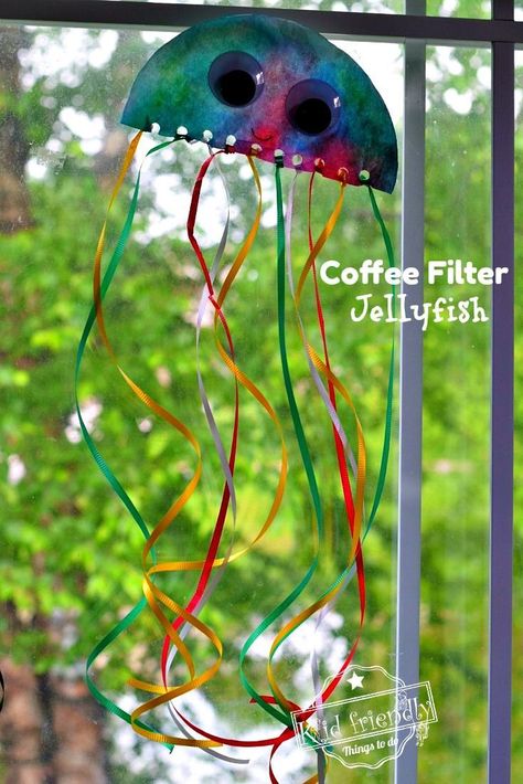 Grandma Activities, Ocean Craft, Ocean Theme Crafts, Panda Craft, Poppy Craft, Paper Succulents, Coffee Filter Crafts, Ladybug Crafts, Suncatcher Craft