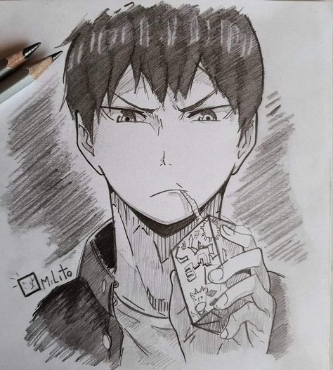 How To Draw Haikyuu Characters, Kageyama Drawing, Haikyuu Sketch, Haikyuu Drawing, Tobio Kageyama, Manga Drawing Tutorials, Anime Drawing Books, Haikyuu Kageyama, Easy Drawings Sketches