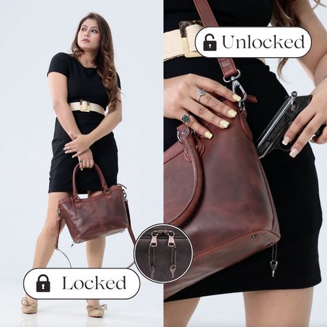 Looking for a handbag that combines style with safety? Our concealed carry leather bags are designed with you in mind! 

👛 Functional meets Fashionable — because security doesn’t mean compromising style.
💼 Crafted from premium leather for a timeless look that’s built to last.
🔐 Equipped with locking zippers for added peace of mind.

Shop our collection now and discover the perfect blend of beauty and security! #LadyConceal #AntiTheftBag #ConcealedCarry #FunctionalFashion #ccw #pewpew Concealed Carry Handbags, Concealed Carry Purse, Anti Theft Bag, Functional Fashion, Self Defense, Your Back, Leather Bags, Feel Confident, Purses Crossbody