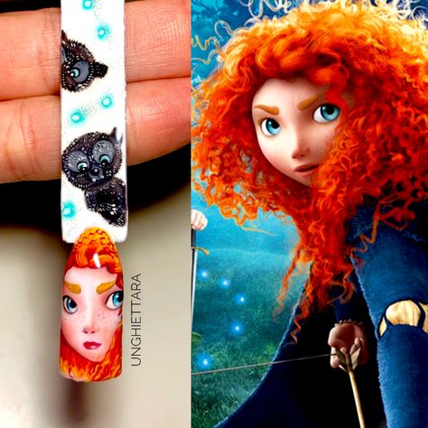 Merida Nails, Olive Oil Brands, Disney Nail, Merida Brave, Nail Art Disney, Disney Nails, Long Acrylic, Nail Art Tutorial, Long Acrylic Nails