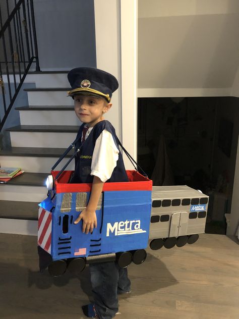 Metra train diy Halloween costume Train Halloween Costume, Train Diy, Chicago Train, Titanic Costume, Train Costume, Diy Halloween Costume, Toddler Halloween Costumes, Toddler Halloween, Kids Halloween