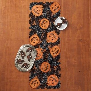 Celebrate Halloween Together Bat Cutout Table Runner - 36" #ShopStyle #MyShopStyle #Halloween #Falldecor #afflink Halloween Runner, Embroidered Halloween, Halloween Tablecloth, Lunar Moon, Halloween Table Runners, Spooky Style, Halloween 1, Halloween Fabric, Halloween Table